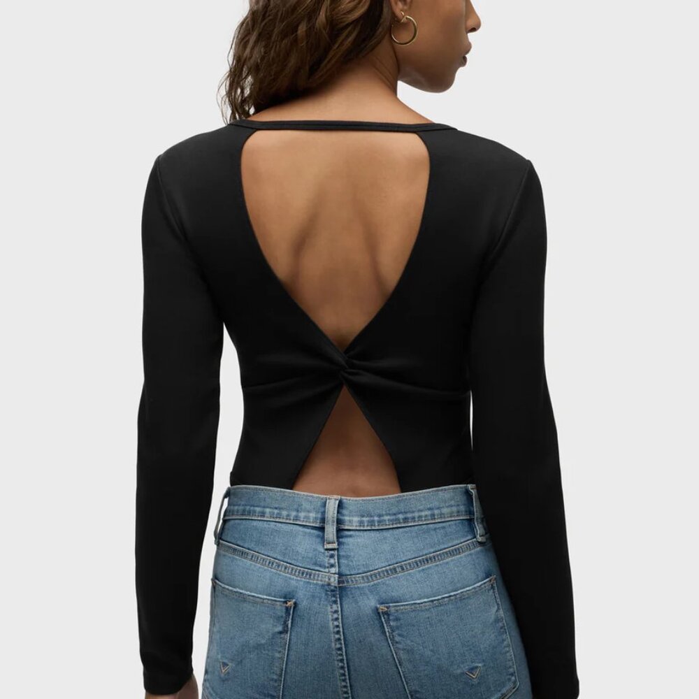 NWT Hudson Black Knot Back Bodysuit Scuba Knit - Size M - MSRP $155 - Picture 3 of 5